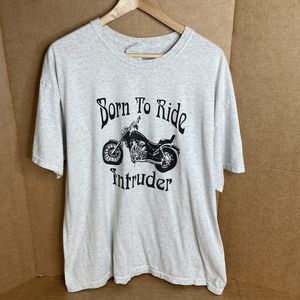 Born To Ride Intruder Motorcycle T Shirt, XL, Gray, Hanes, Short Sleeve
